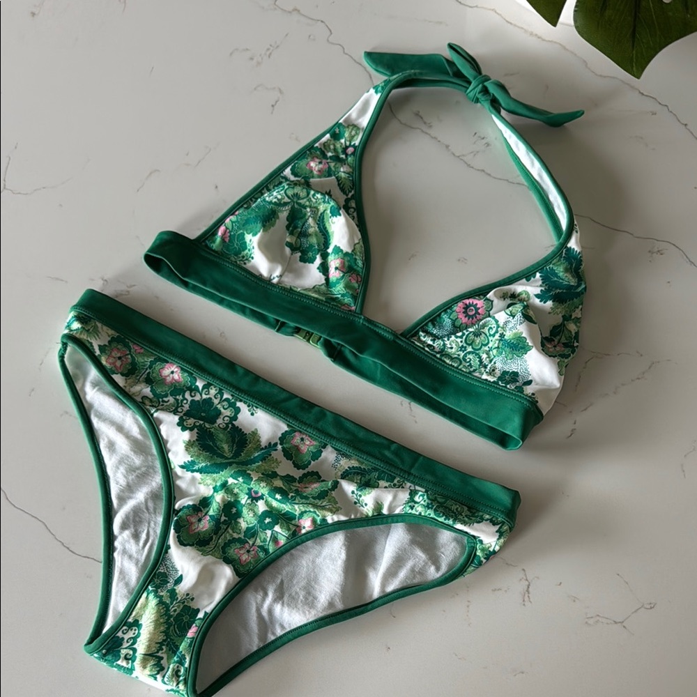 Authentic Burberry Tropical Green Floral Bikini Set